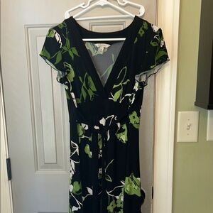 Floral Black and Green Dress